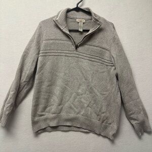 Vintage Dockers Sweater Men's L Quarter Zip Heather Khaki Tan Preppy Dad Knit